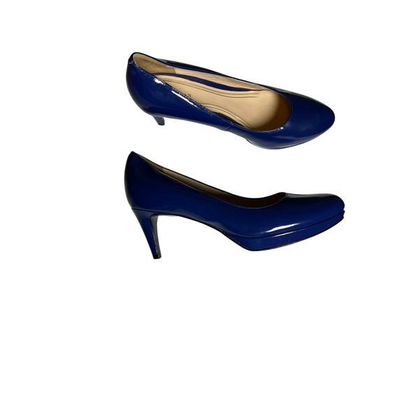 Cole Haan Nike Air‎ Blue Patent Heels 7.5B Mid Pump Leather Comfort Shoe - Picture 1 of 13
